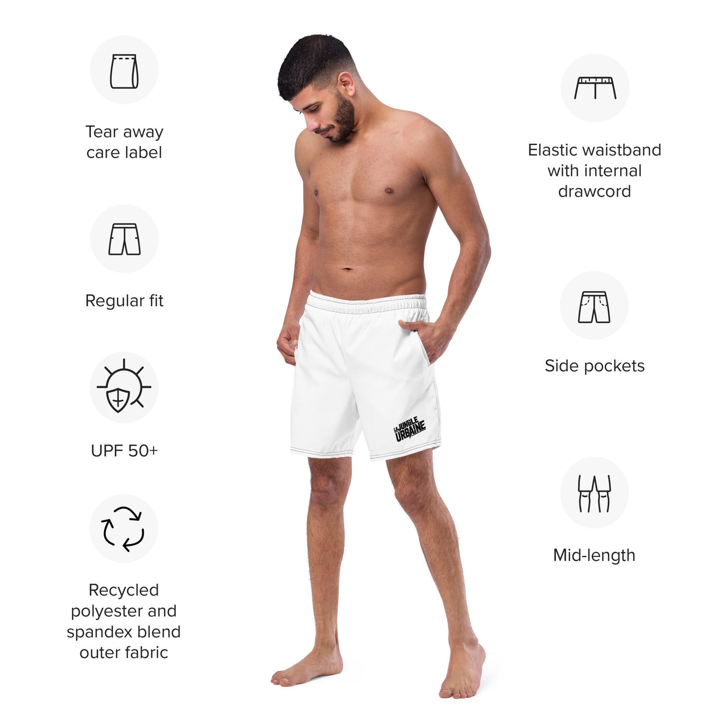 La Jungle Urbaine WHITE Costume boxer in tessuto riciclato