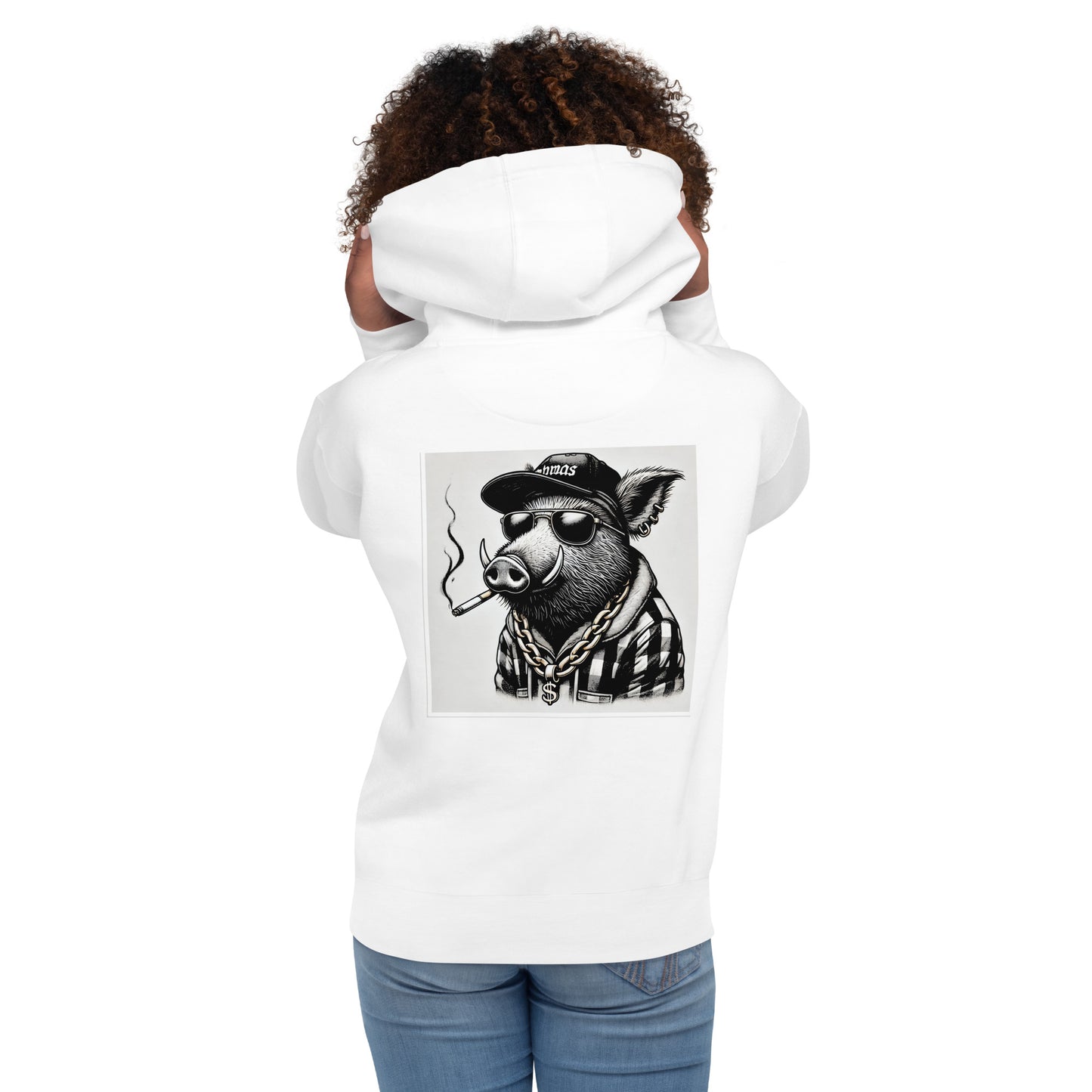 Cinghialozzo Smoker WHITE felpa con cappuccio unisex